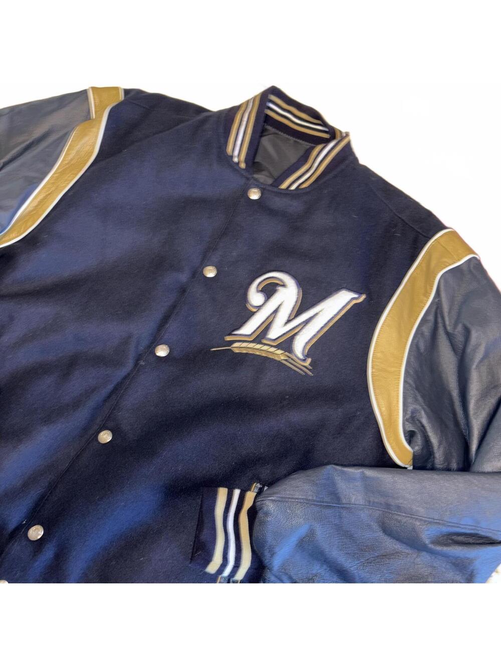 Vintage RARE Jeff Hamilton Mens M Milwaukee Brewers Reversible Varsity Jacket - Picture 4 of 9